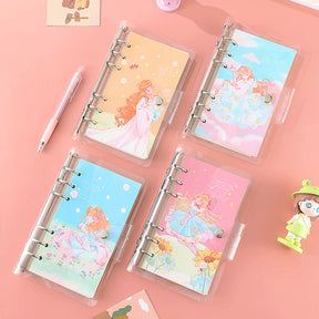 Cute Cartoon Transparent Cover Loose-Leaf Journal Notebook b