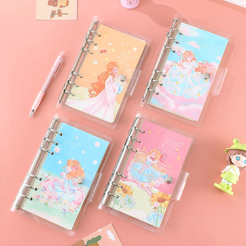 Cute Cartoon Transparent Cover Loose-Leaf Journal Notebook