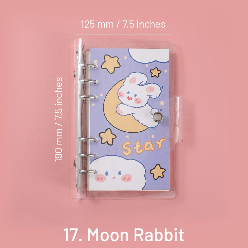 Cute Cartoon Transparent Cover Loose-Leaf Journal Notebook