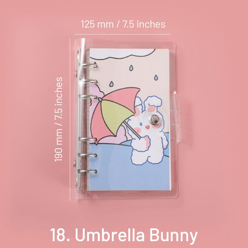 Cute Cartoon Transparent Cover Loose-Leaf Journal Notebook sku-18