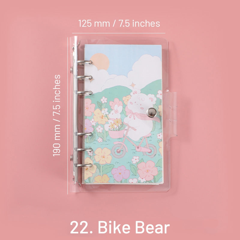 Cute Cartoon Transparent Cover Loose-Leaf Journal Notebook sku-22