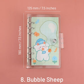 Cute Cartoon Transparent Cover Loose-Leaf Journal Notebook sku-8
