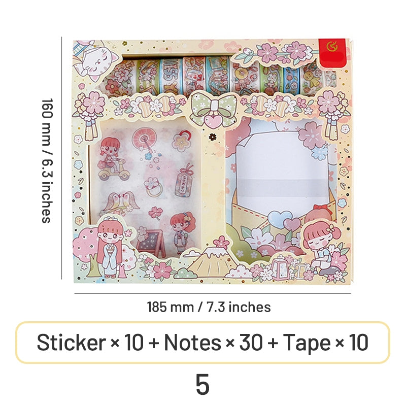 Cute Cartoon Washi Tape Note Paper Sticker Stationery Set 5