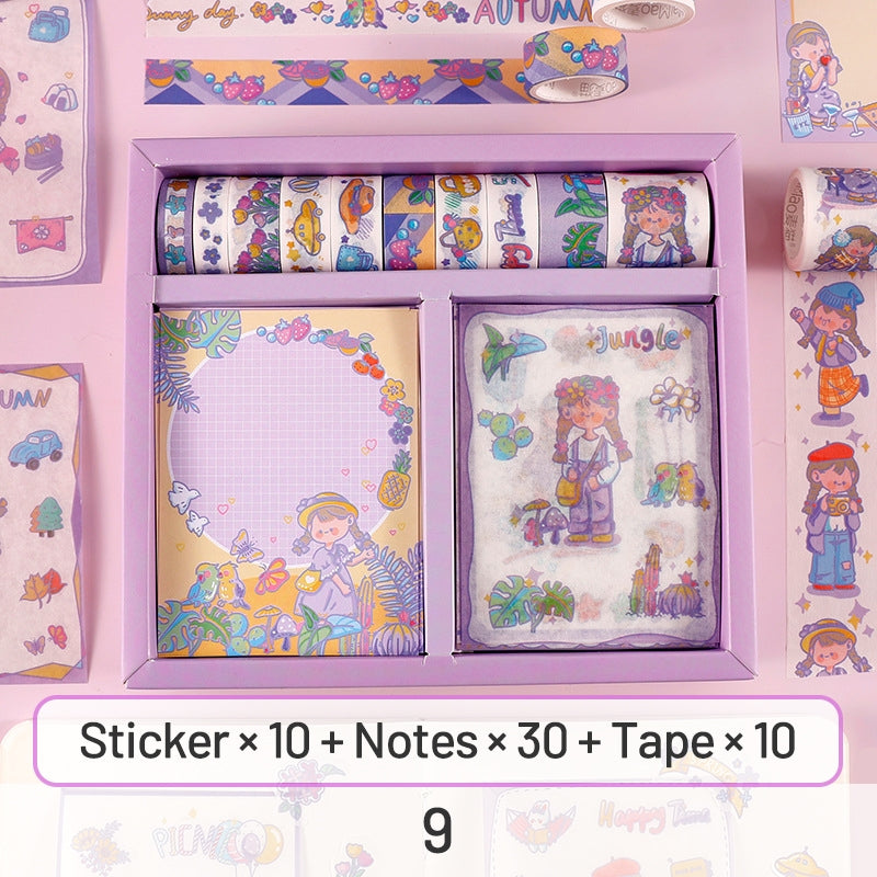 Cute Cartoon Washi Tape Note Paper Sticker Stationery Set 9