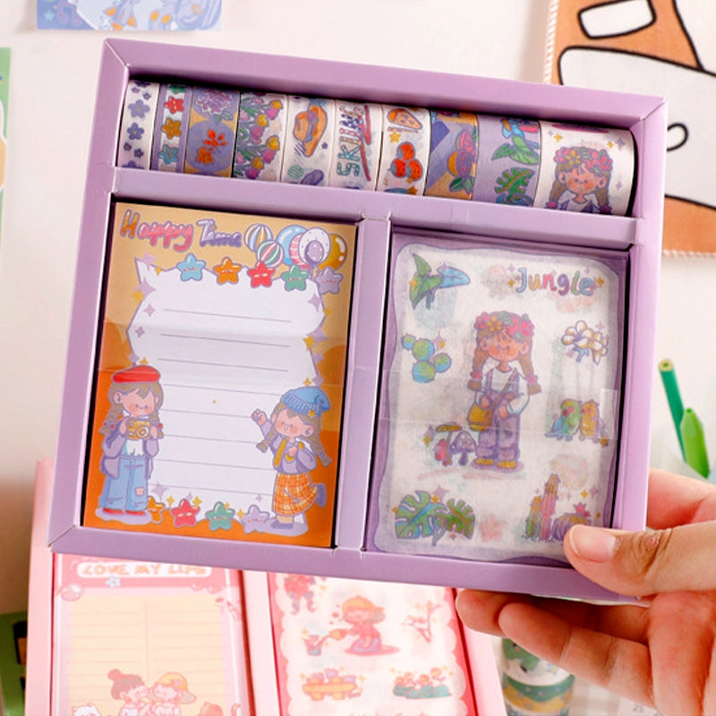 Cute Cartoon Washi Tape Note Paper Sticker Stationery Set b2s