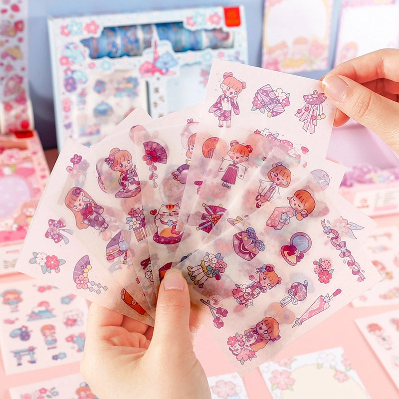 Cute Cartoon Washi Tape Note Paper Sticker Stationery Set c2g
