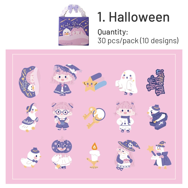 Cute Girl Stickers - Halloween, Learning, Desserts, Coffee Bread, Garden sku-1