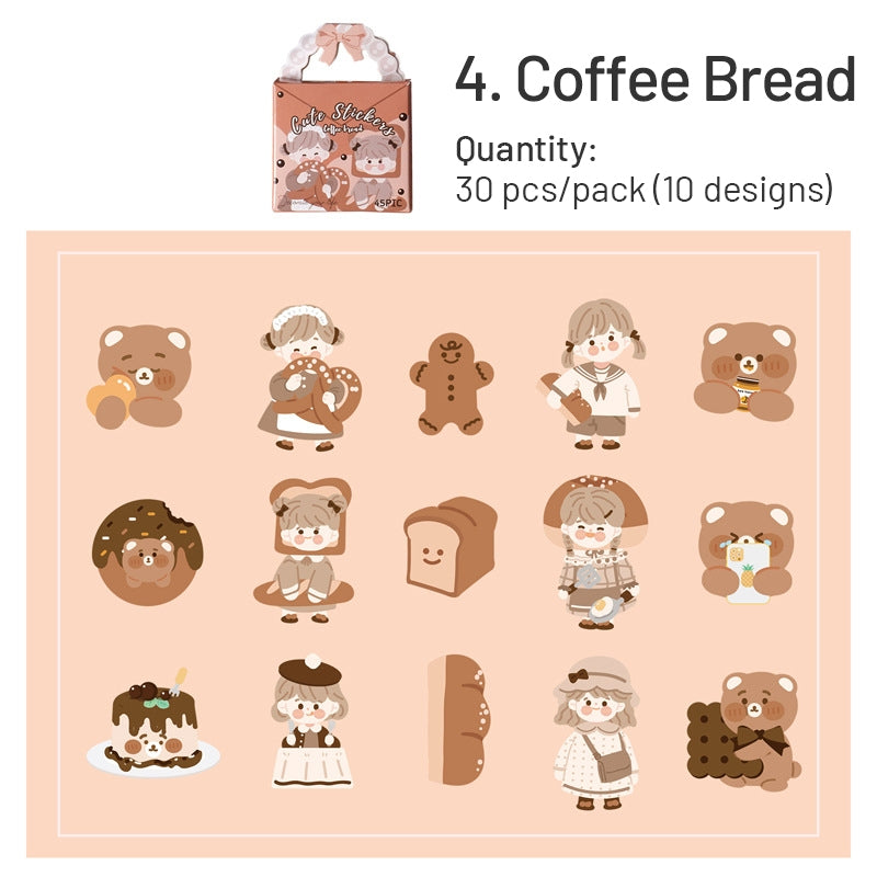 Cute Girl Stickers - Halloween, Learning, Desserts, Coffee Bread, Garden sku-4