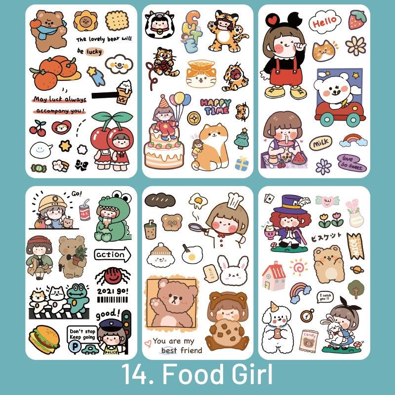 MOHAMM 14/12 Sheets Creative Cartoon Cute Girls Stickers for