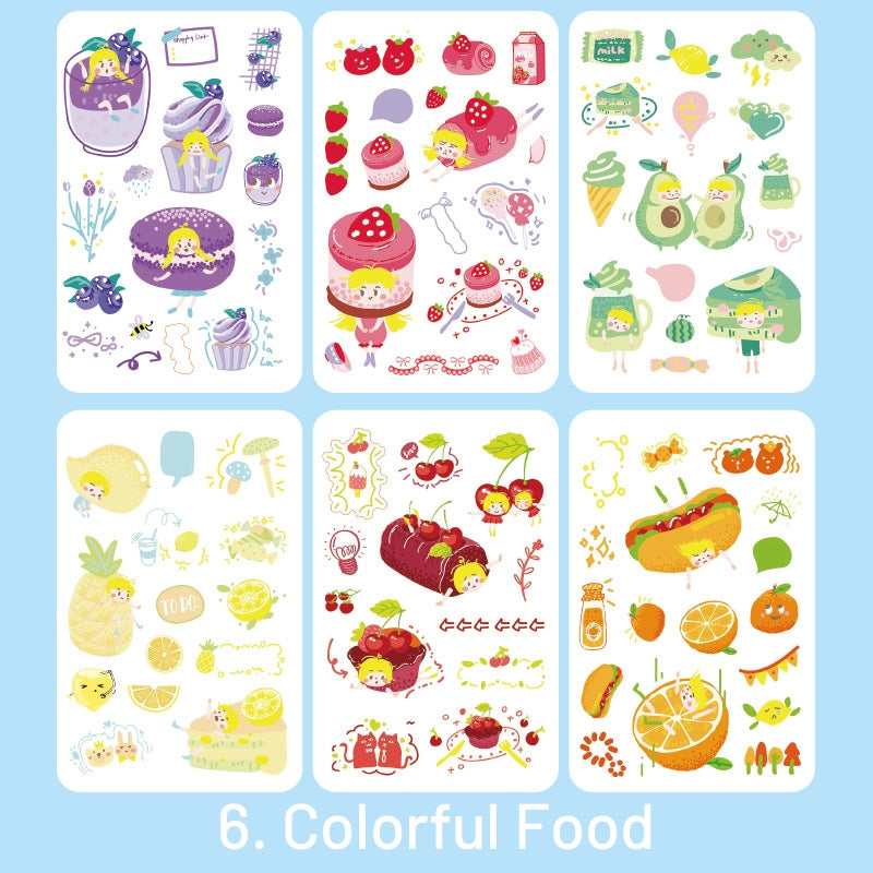 Kawaii Food Sticker Sheet, Cute Stickers, Colorful, Happy Faces