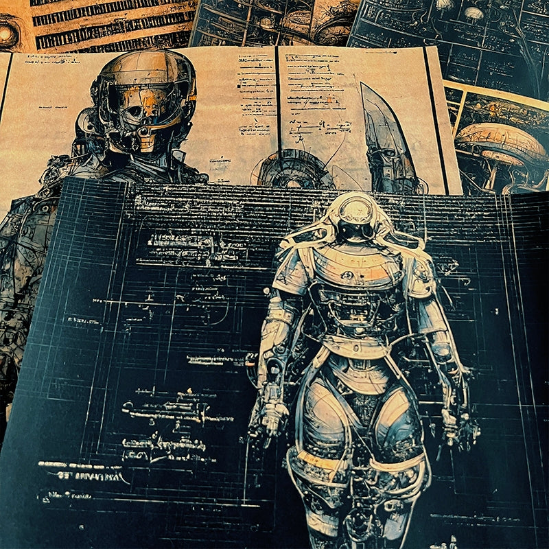 Cyber Steampunk Dark Mechanical Junk Journal Background Paper a