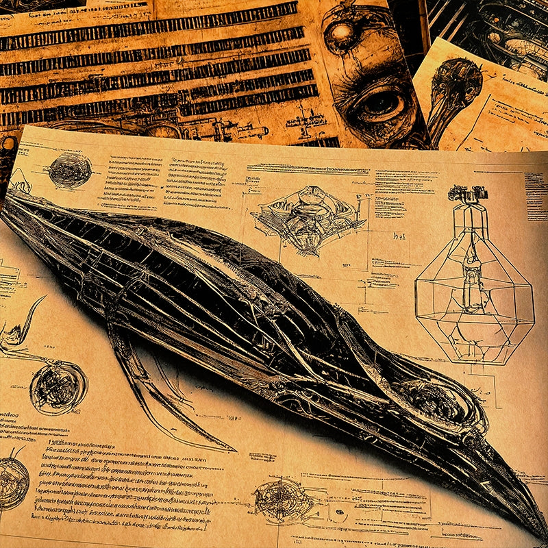 Cyber Steampunk Dark Mechanical Junk Journal Background Paper b6