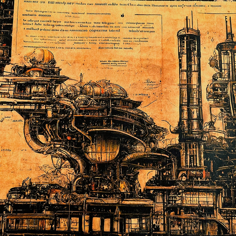 Cyber Steampunk Dark Mechanical Junk Journal Background Paper c