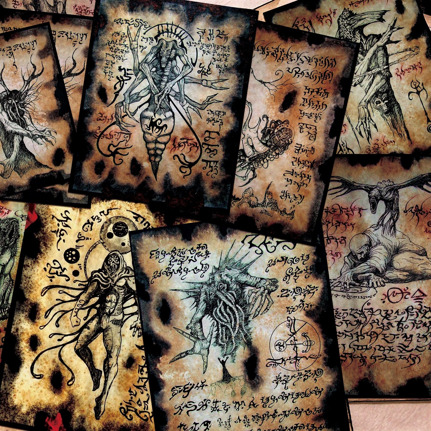 Dark Cthulhu Junk Vintage Journal Scrapbook Paper-1