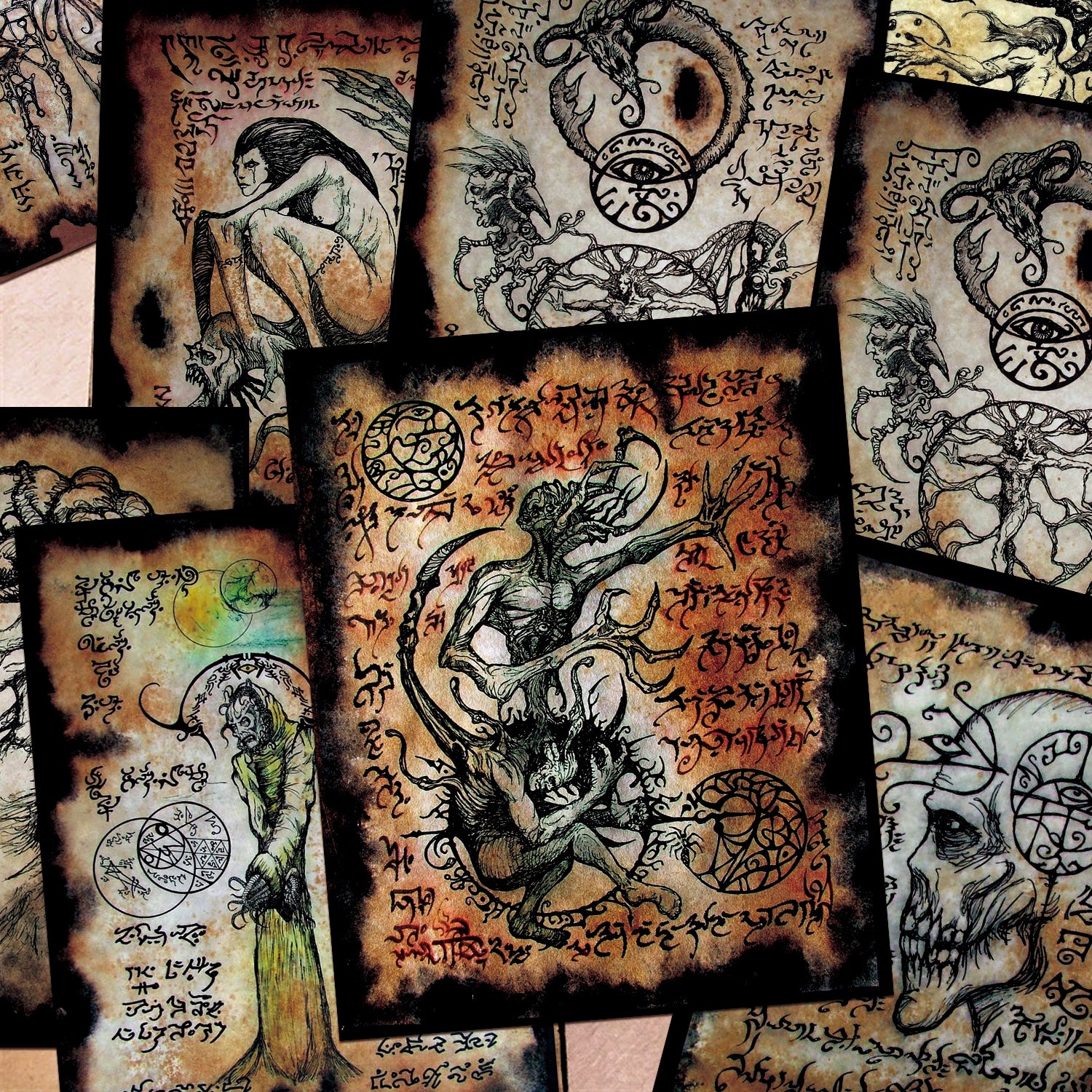 Dark Cthulhu Junk Vintage Journal Scrapbook Paper-2