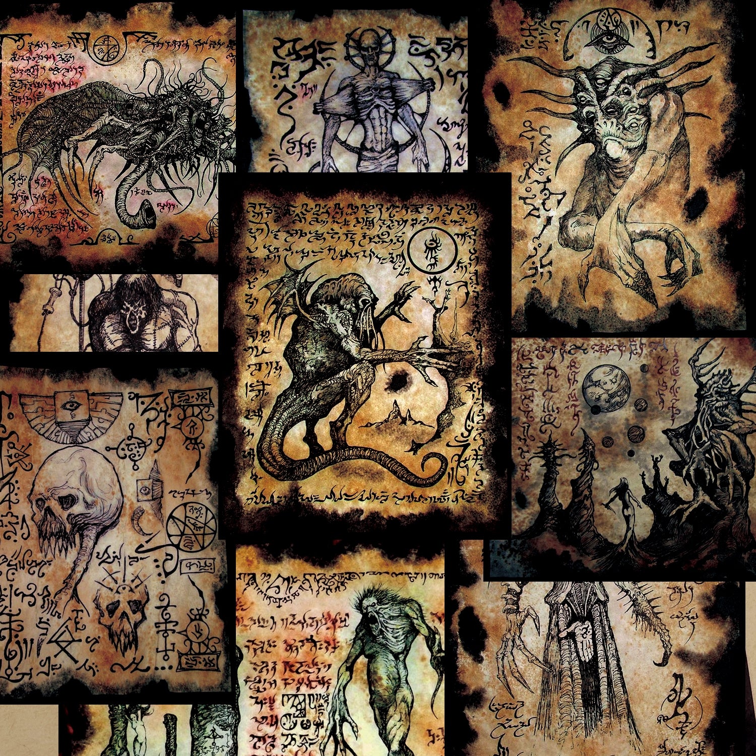 Dark Cthulhu Junk Vintage Journal Scrapbook Paper-3