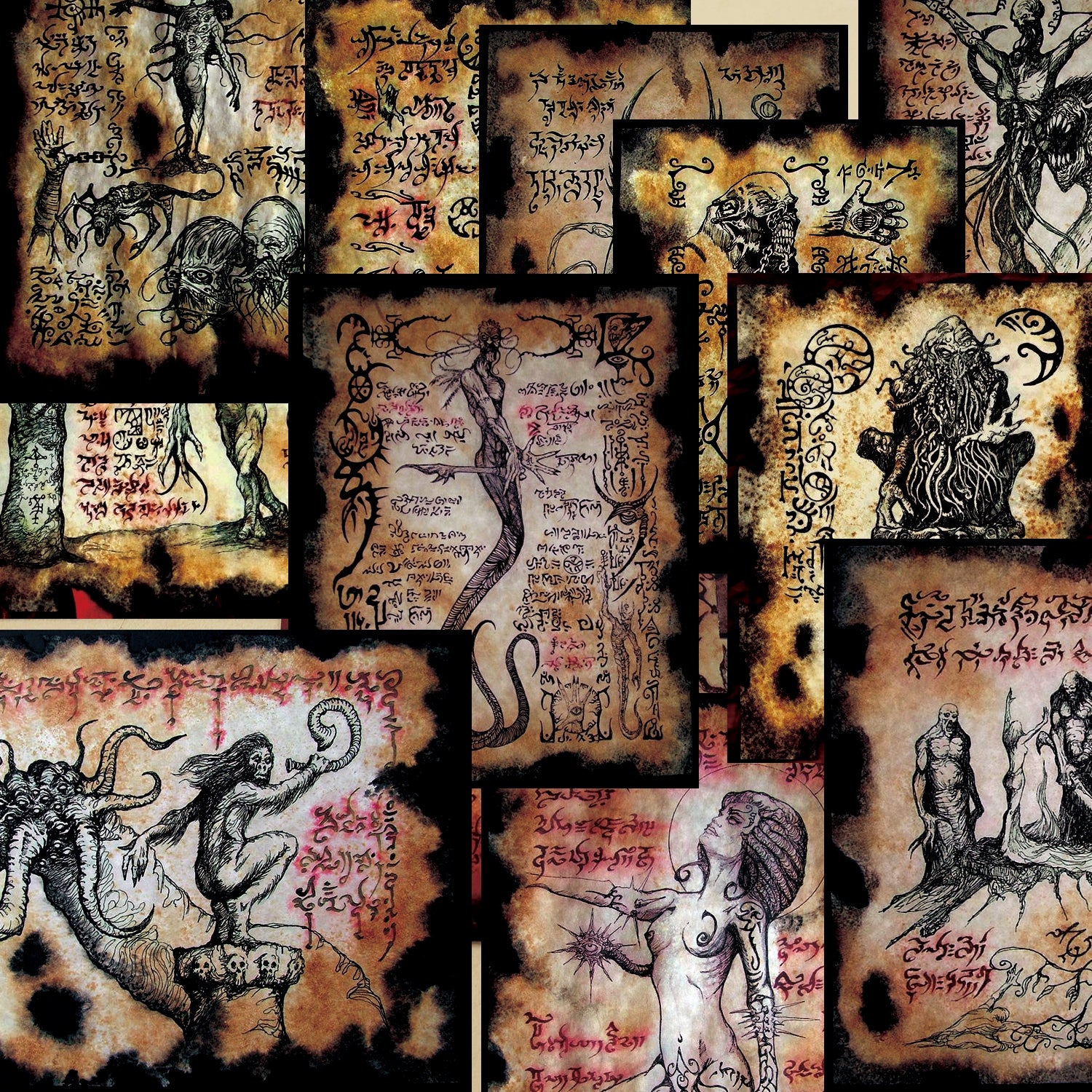 Dark Cthulhu Junk Vintage Journal Scrapbook Paper-4