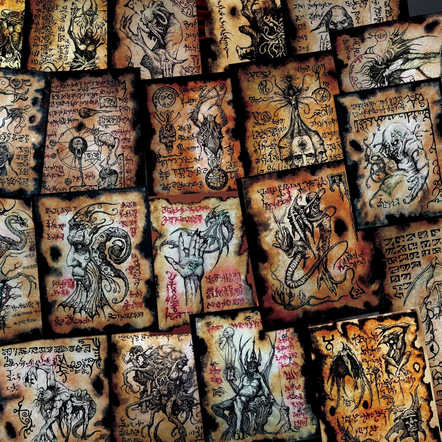 Dark Cthulhu Junk Vintage Journal Scrapbook Paper