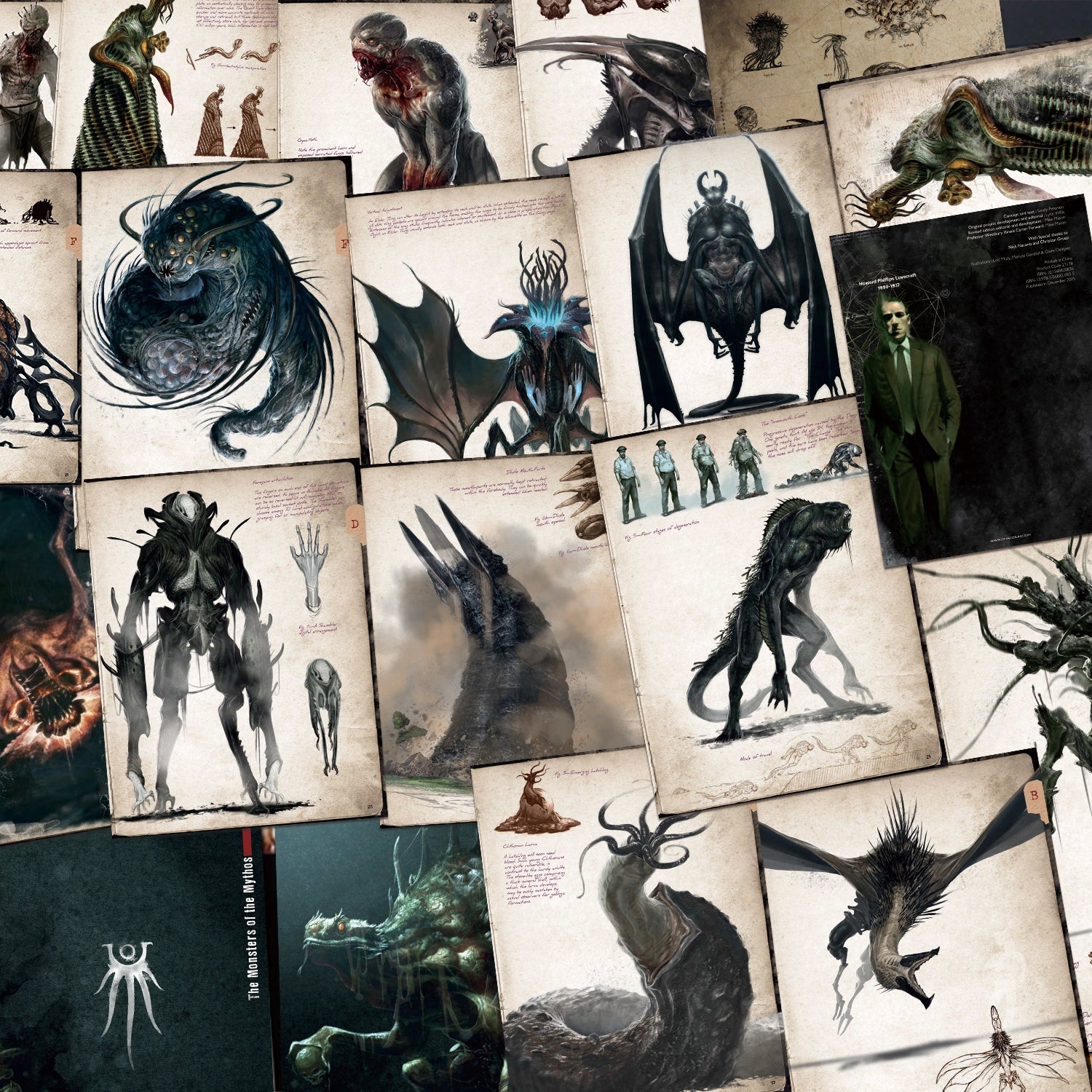 Dark Cthulhu Myth Vintage Scrapbook Paper-1