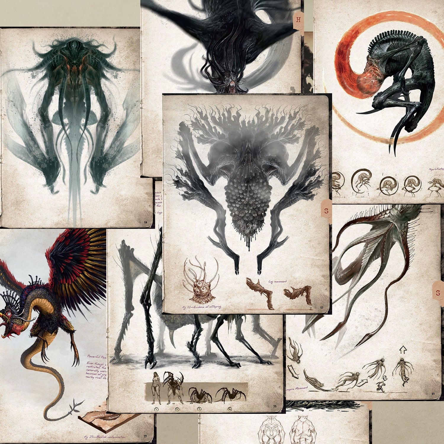 Dark Cthulhu Myth Vintage Scrapbook Paper-4