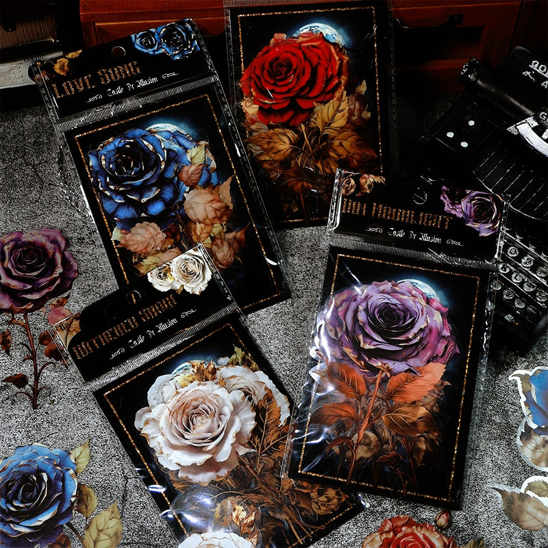 Dark Gothic Style Rose PET Stickers a