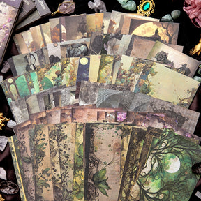 Dark Halloween Scrapbook Paper - Forest, Rose, Steampunk, Architecture b1