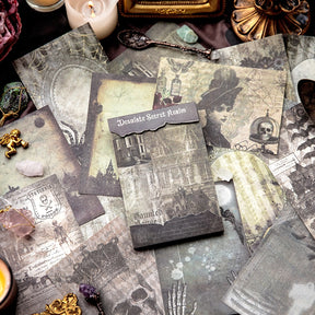 Dark Halloween Scrapbook Paper - Forest, Rose, Steampunk, Architecture b3