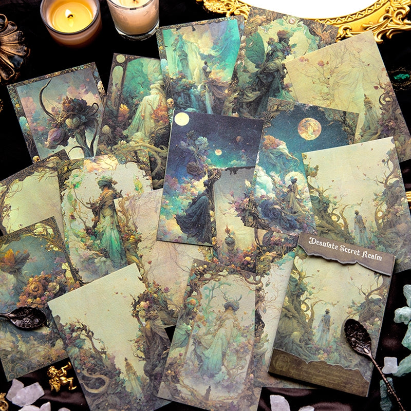 Dark Halloween Scrapbook Paper - Forest, Rose, Steampunk, Architecture b6