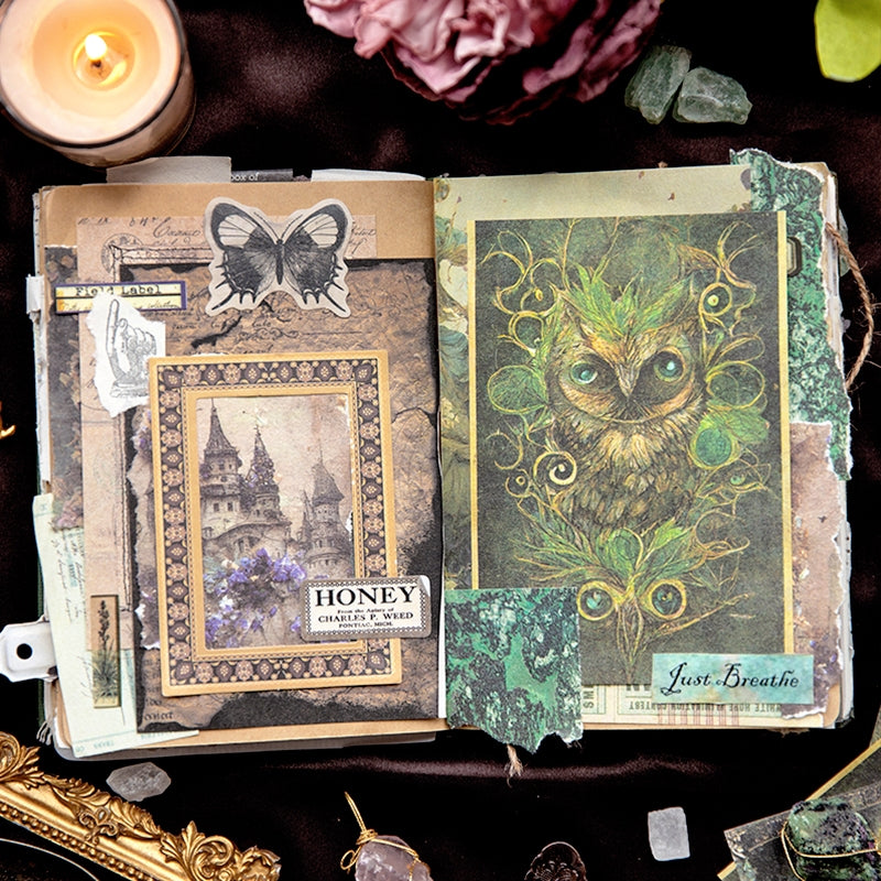 Dark Halloween Scrapbook Paper - Forest, Rose, Steampunk, Architecture b7