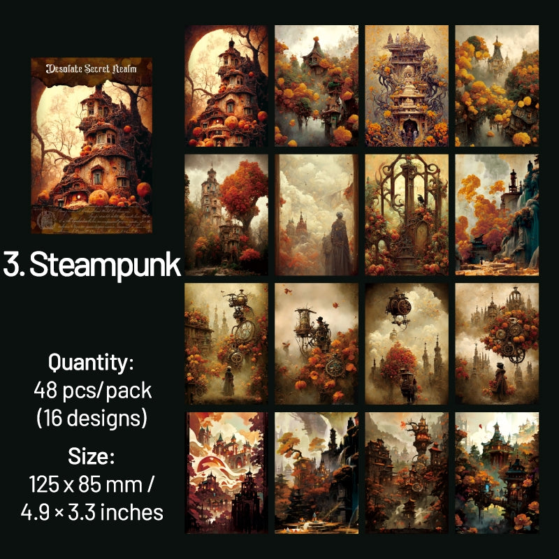 Dark Halloween Scrapbook Paper - Forest, Rose, Steampunk, Architecture sku-3