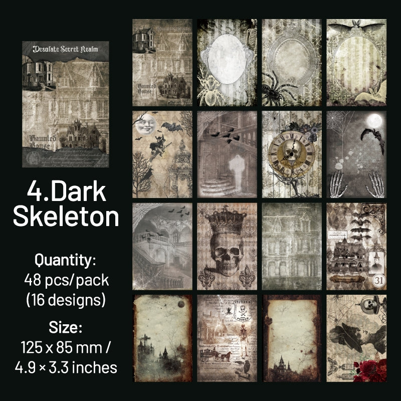 Dark Halloween Scrapbook Paper - Forest, Rose, Steampunk, Architecture sku-4