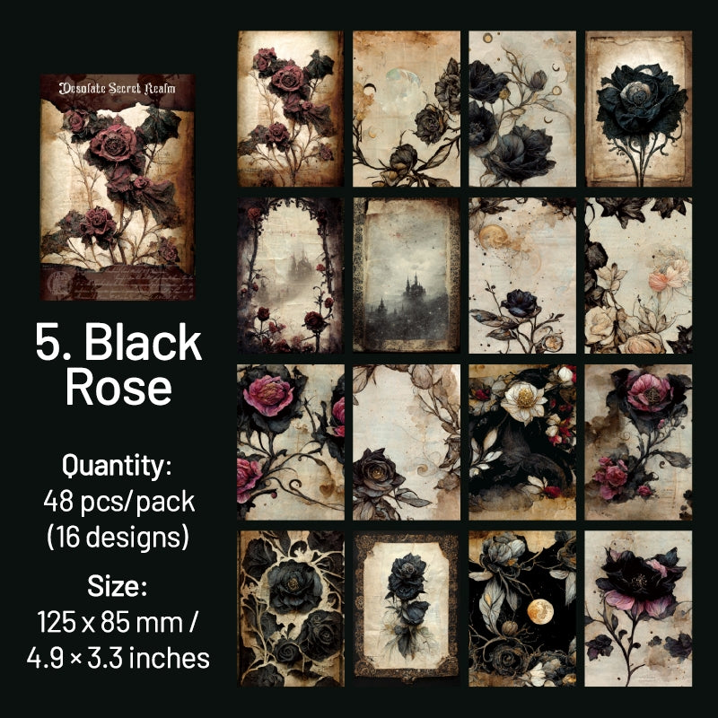 Dark Halloween Scrapbook Paper - Forest, Rose, Steampunk, Architecture sku-5