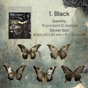 Dark Hot Stamping Gold Butterfly PET Stickers sku-1