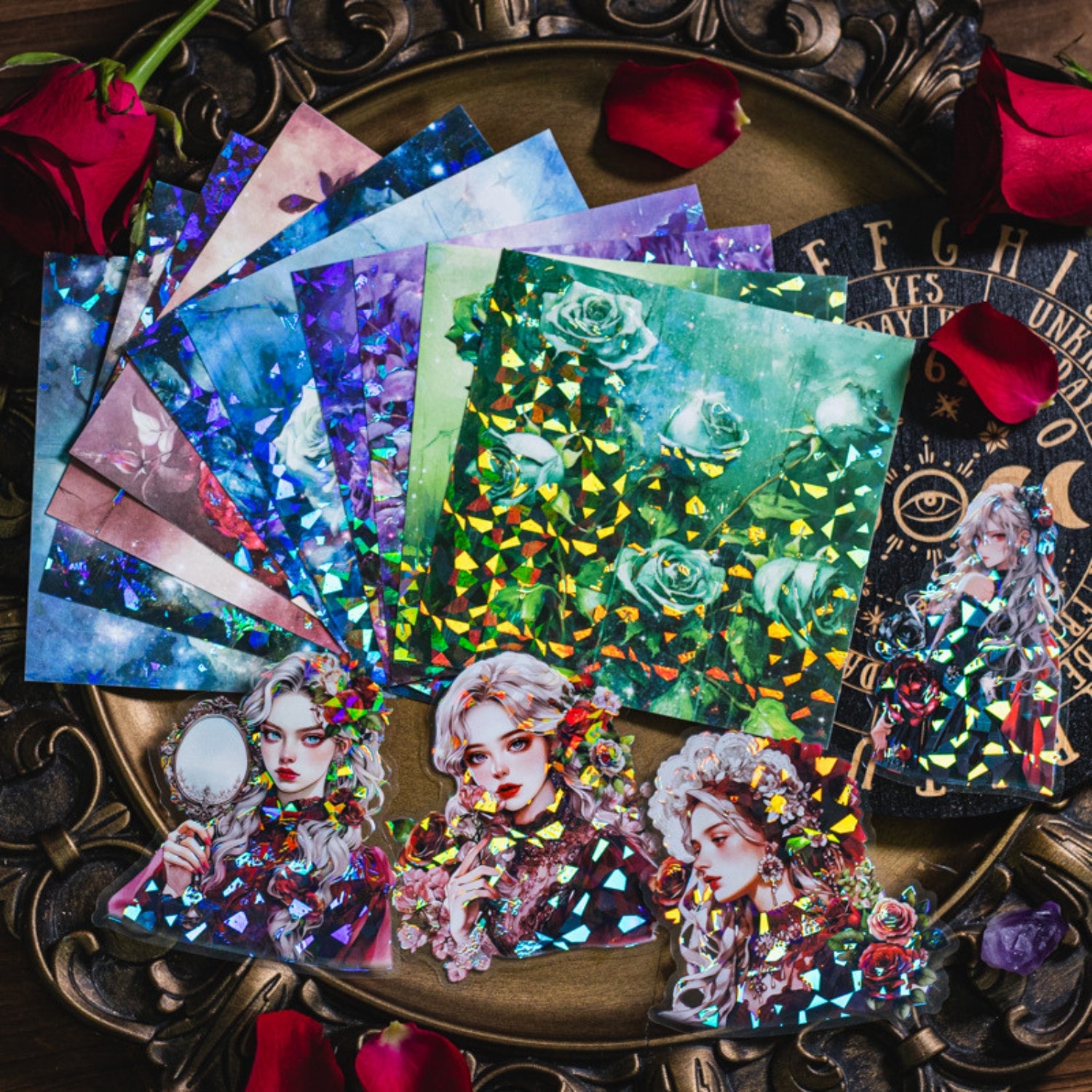 Dark Night Goddess Series Shell Light Dual Material Character Theme Sticker Pack 10