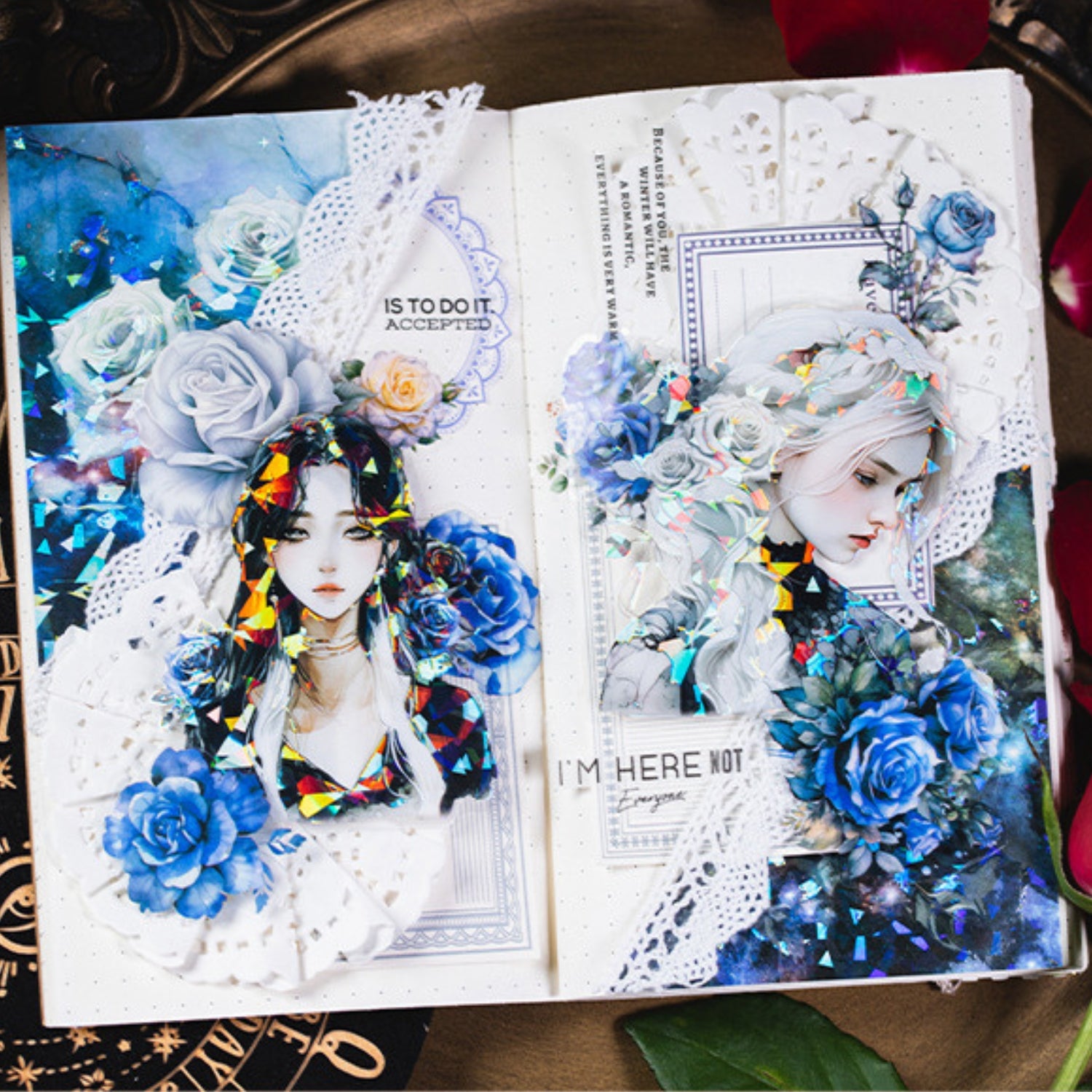 Dark Night Goddess Series Shell Light Dual Material Character Theme Sticker Pack 13