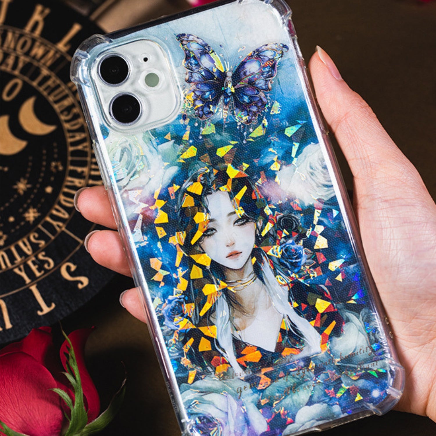 Dark Night Goddess Series Shell Light Dual Material Character Theme Sticker Pack 14