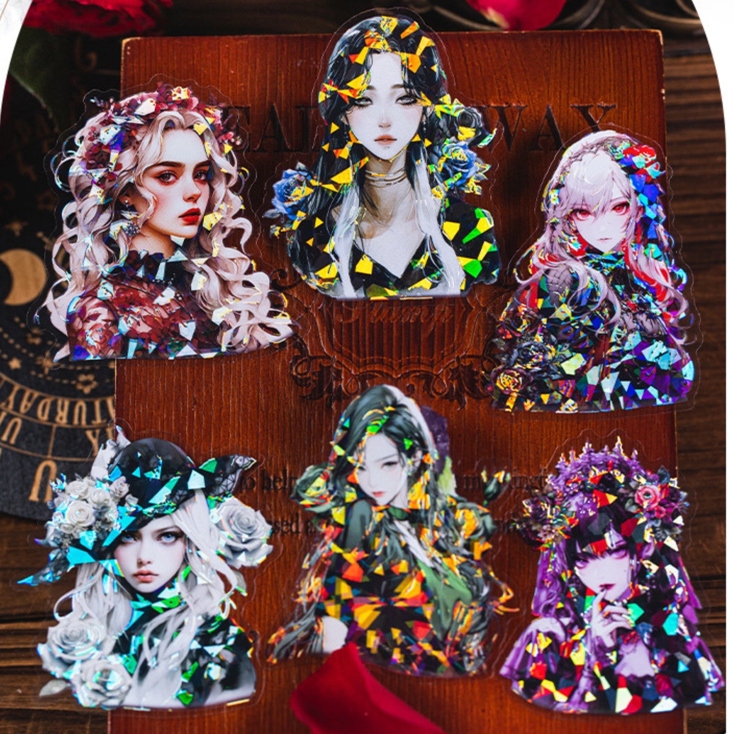 Dark Night Goddess Series Shell Light Dual Material Character Theme Sticker Pack 20
