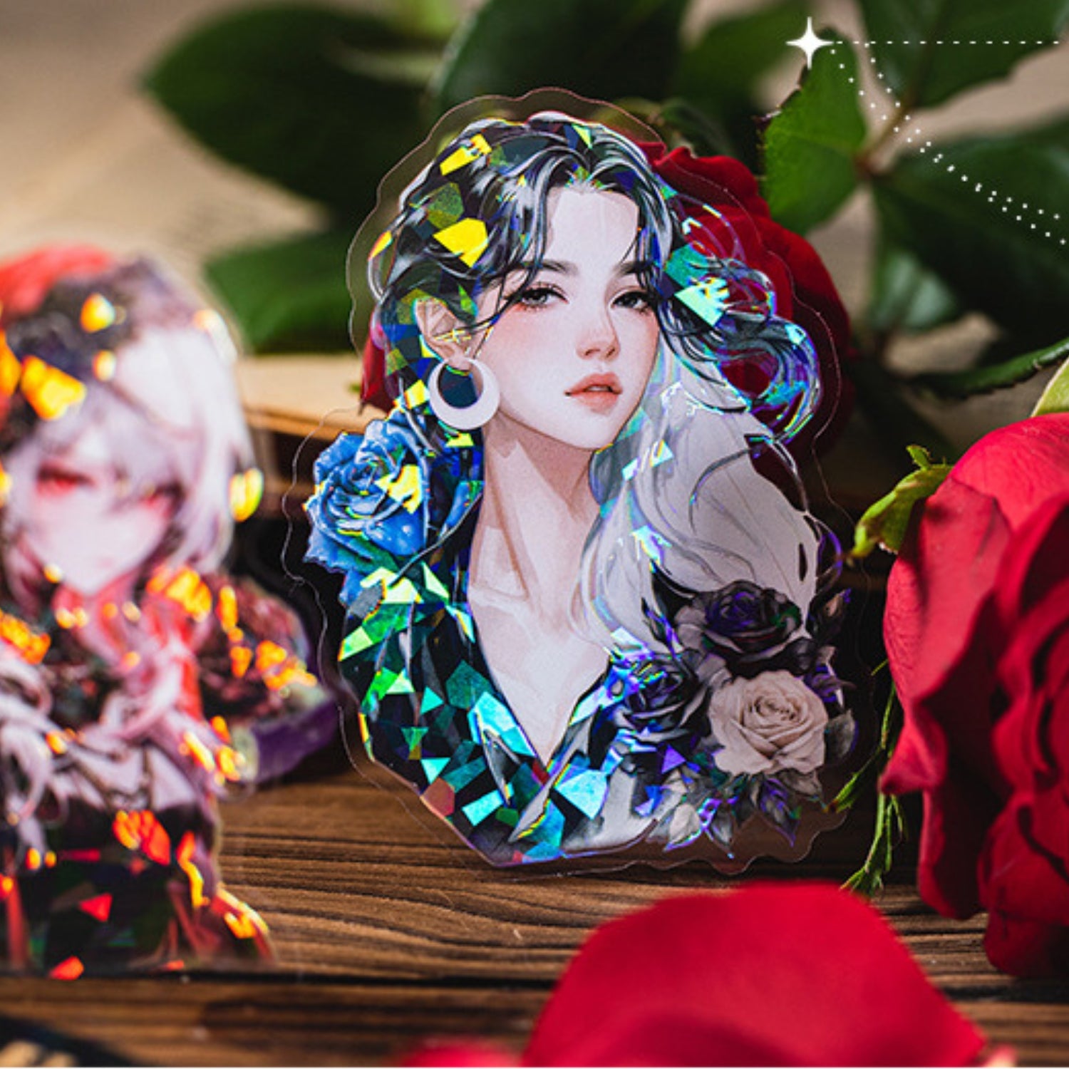 Dark Night Goddess Series Shell Light Dual Material Character Theme Sticker Pack 21