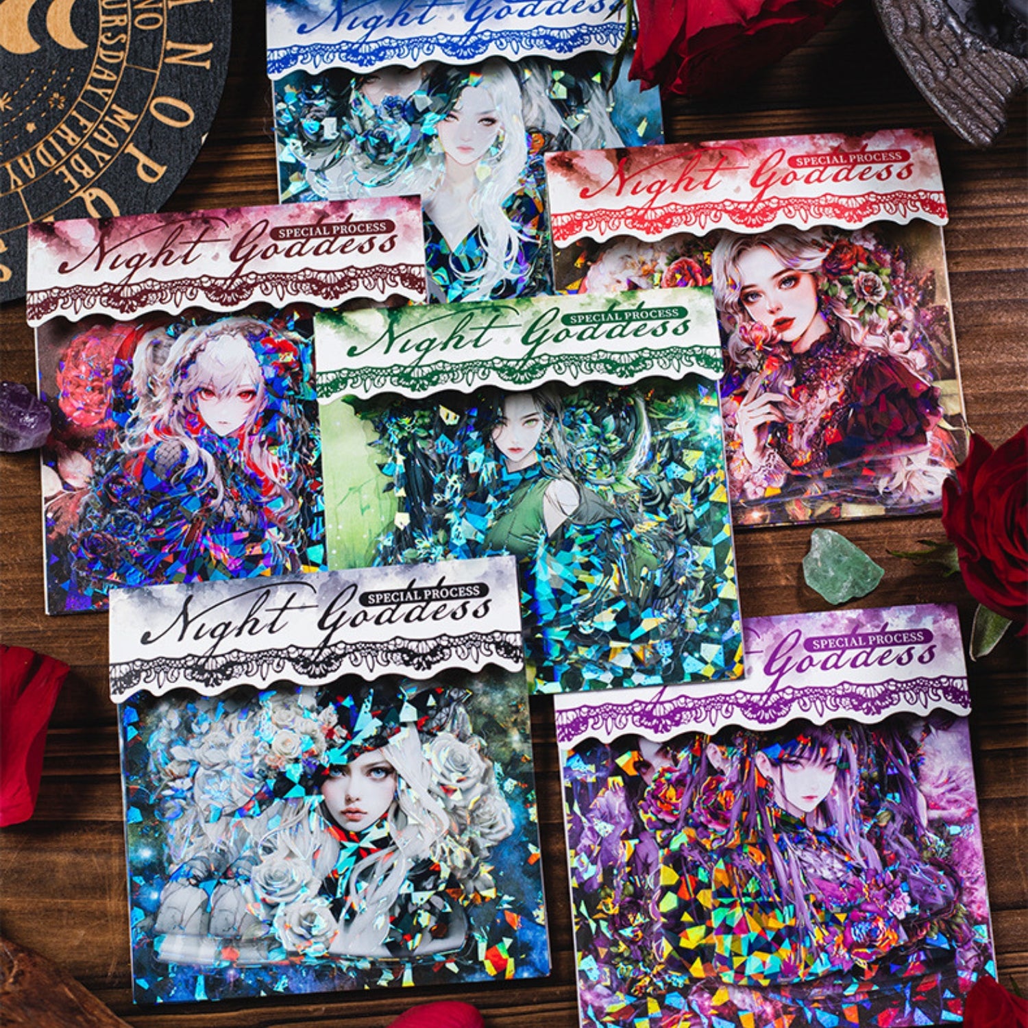 Dark Night Goddess Series Shell Light Dual Material Character Theme Sticker Pack 23