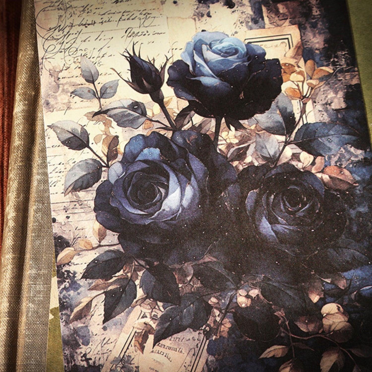 Dark Night Rose Series Dark Retro Style Decorative Background Paper 13