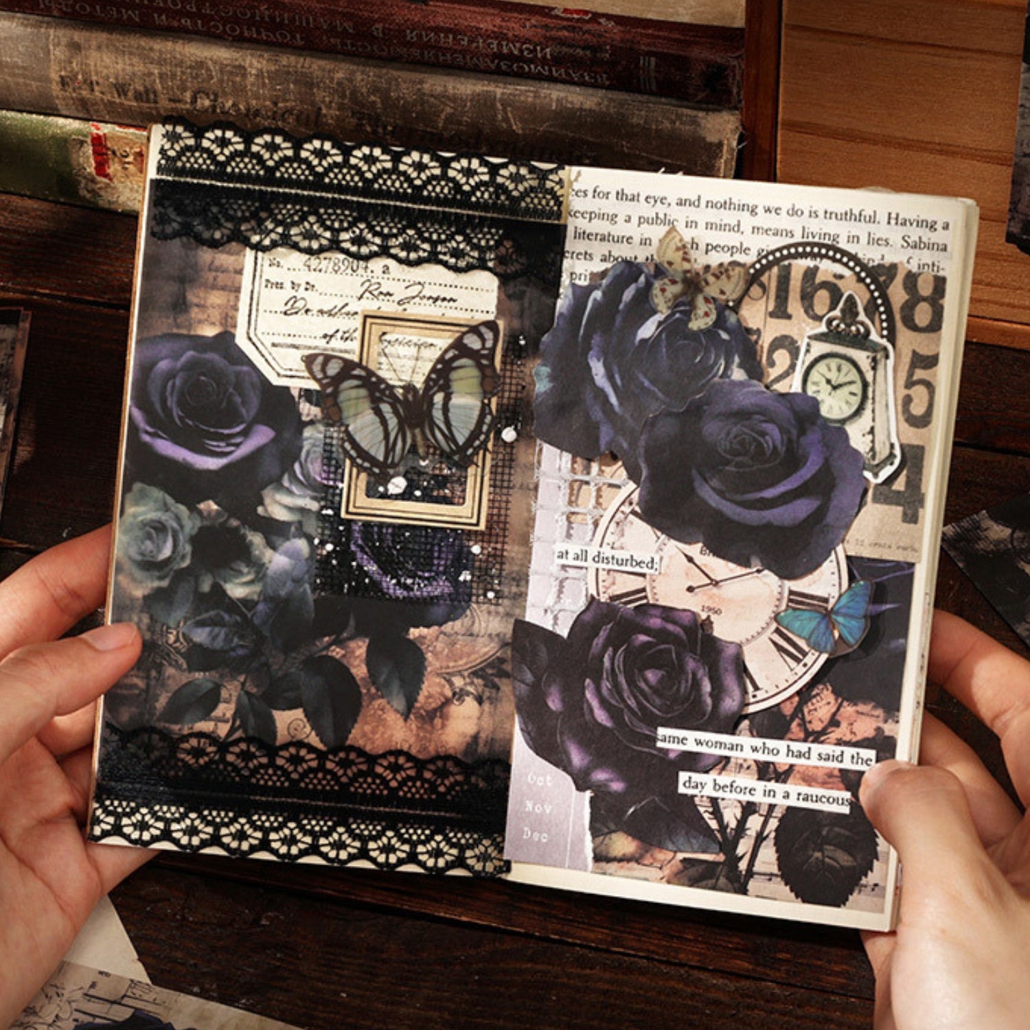 Dark Night Rose Series Dark Retro Style Decorative Background Paper 14