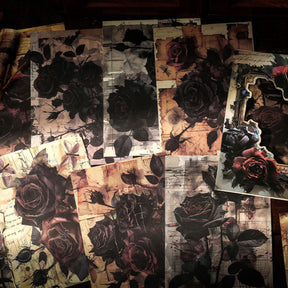Dark Night Rose Series Dark Retro Style Decorative Background Paper 16