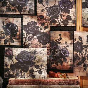 Dark Night Rose Series Dark Retro Style Decorative Background Paper 19