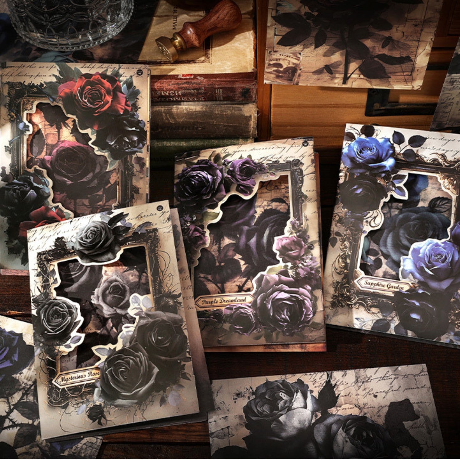 Dark Night Rose Series Dark Retro Style Decorative Background Paper 21