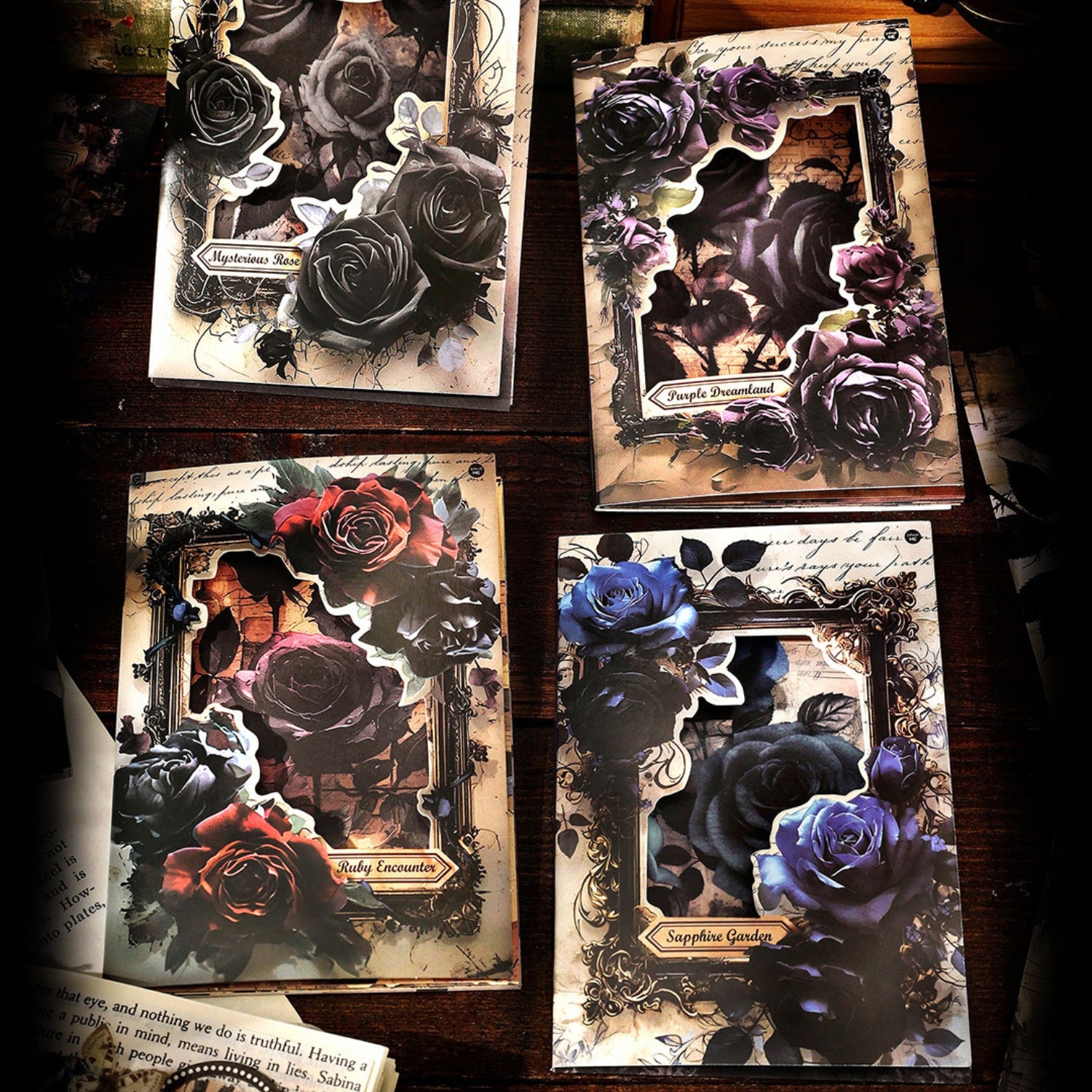 Dark Night Rose Series Dark Retro Style Decorative Background Paper 25