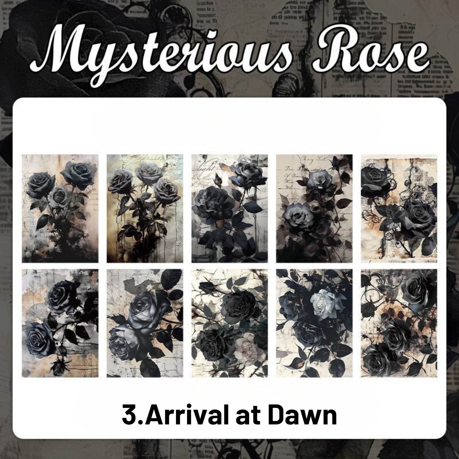 Dark Night Rose Series Dark Retro Style Decorative Background Paper 3