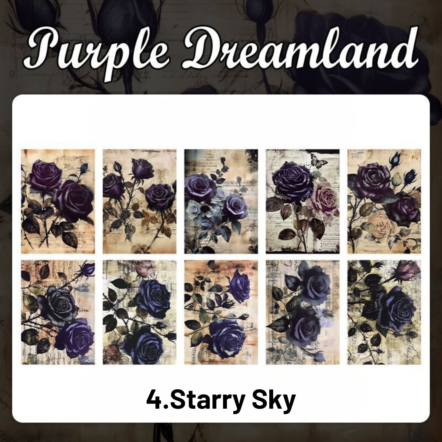 Dark Night Rose Series Dark Retro Style Decorative Background Paper 4