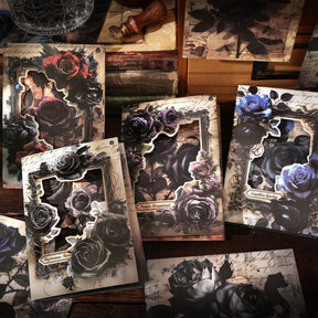 Dark Night Rose Series Dark Retro Style Decorative Background Paper 8