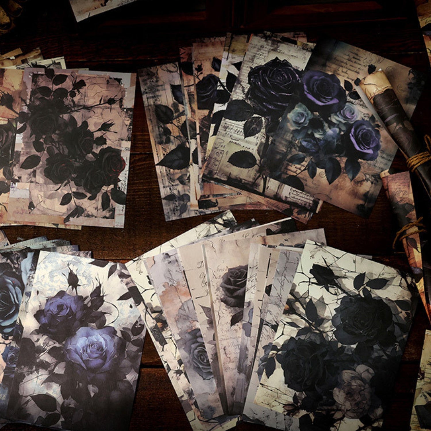 Dark Night Rose Vintage Decorative Paper | Stamprints