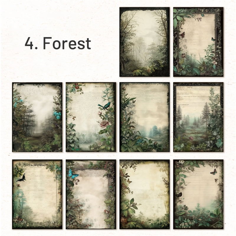 Dark Vintage Background Scrapbook Paper  - Roses, Forest, Leaves sku-4